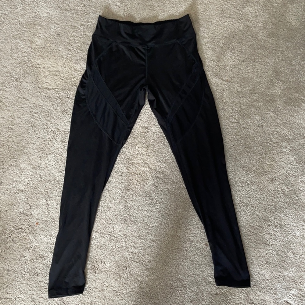 Black mesh detail leggings